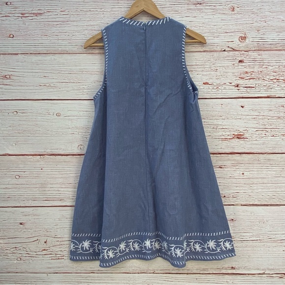 NWT Zara Blue Chambray Embroidered Tent Mini Dress Sz S - Picture 10 of 16